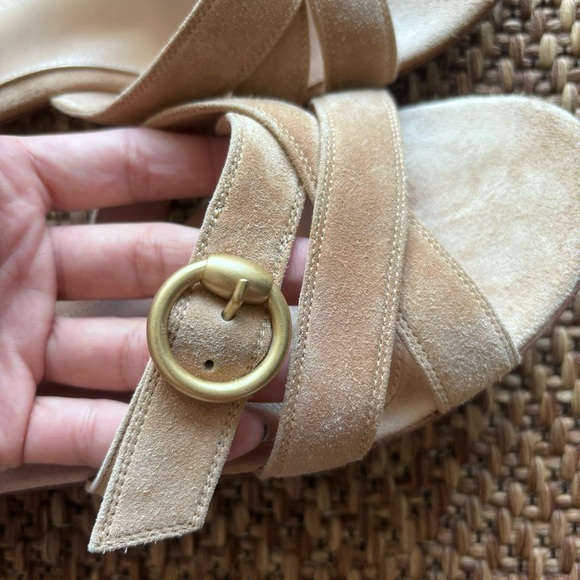 Gianvito Rossi Beya Suede Flat Sandals, Light Beige, size 38 (7.5) - Picture 5 of 14